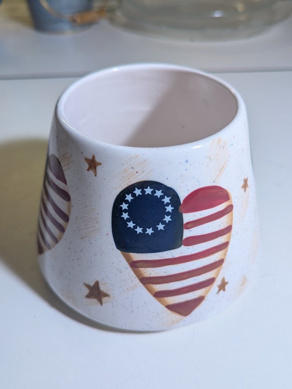 Home Interiors Ceramic American Flag Candle Shade Topper